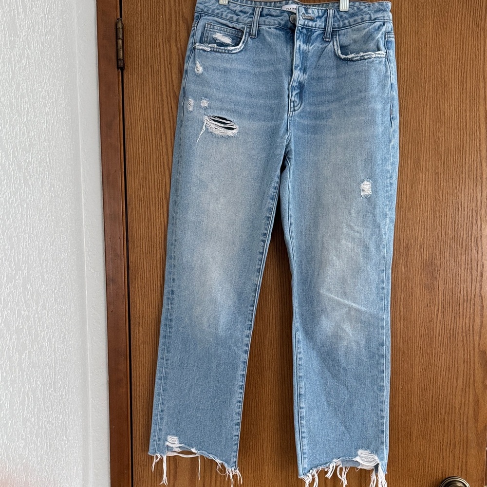 Flying Monkey Light Wash Distressed Ankle Jeans